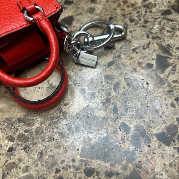 Coach Cherry Red Pebbled Leather Keychain Bag - Picture 3 of 7